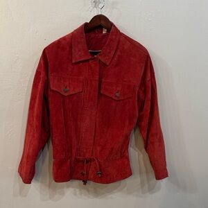 Out Brook VTG Jacket Women Medium Suede Leather Zip Front Drawstring